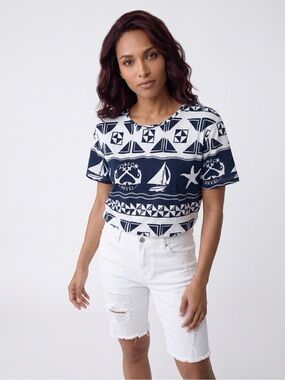 St. John Sport by Marie Gray White Distressed Denim Shorts
